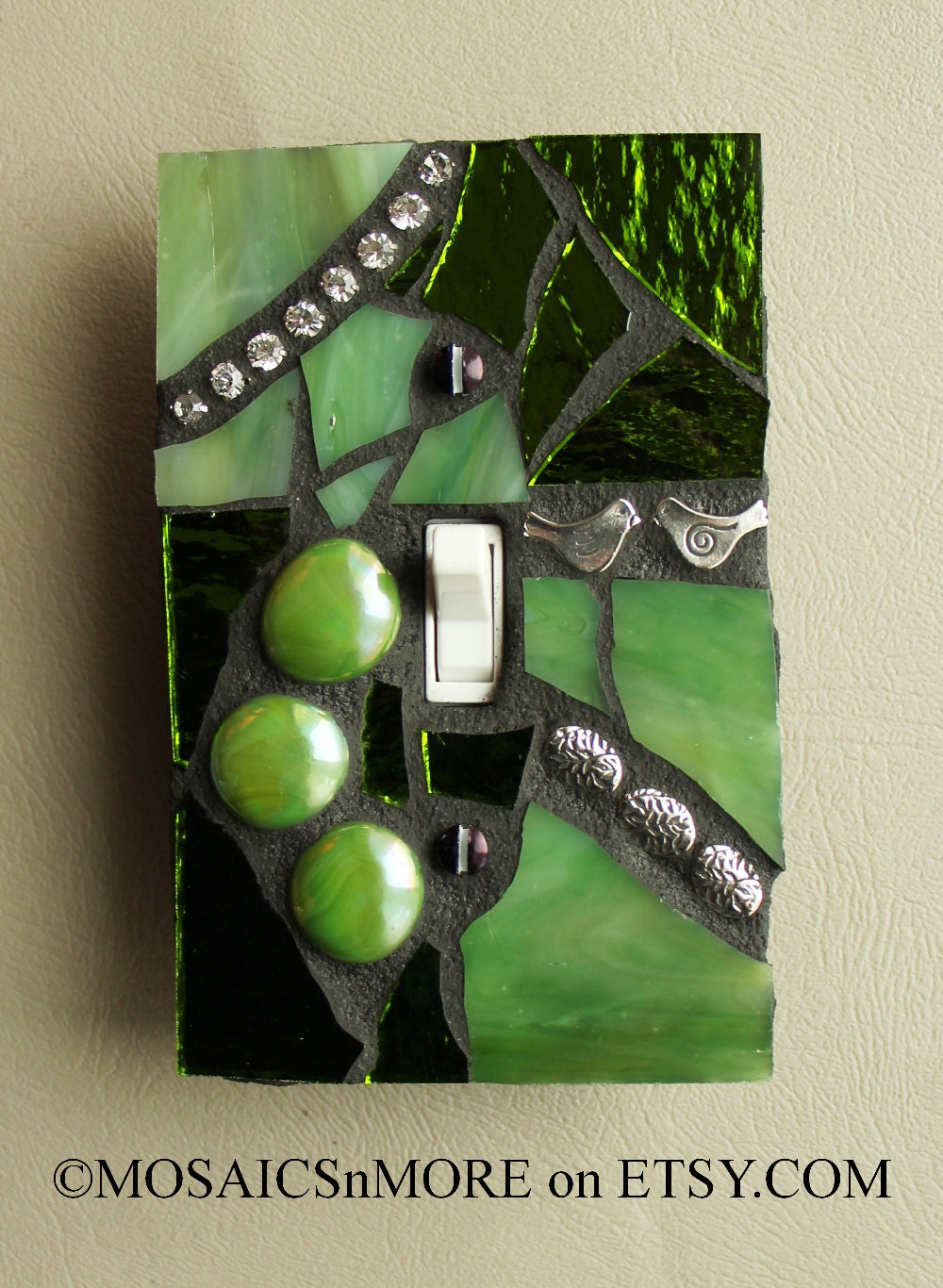 Citrus Green - Single Mosaic Light Switch Cover Wall Plate - Handmade in the USA