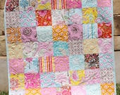 Baby Girl Quilt Pretty Little Things Pink Brown Orange Modern Blanket