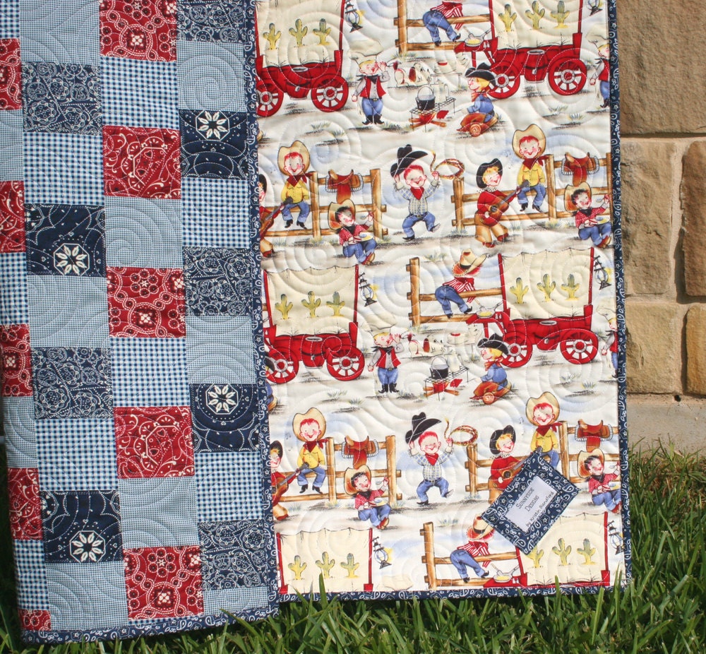 Western Baby Quilt Cowboy Blanket Bandana Patchwork Cowpoke Country
