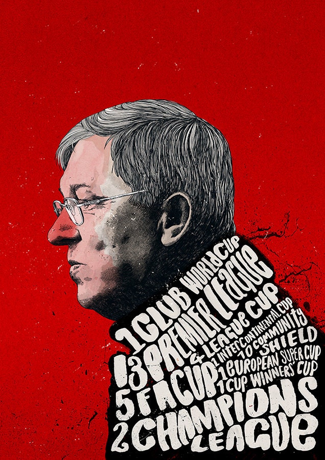 Sir Alex Ferguson 38 Trophies Print