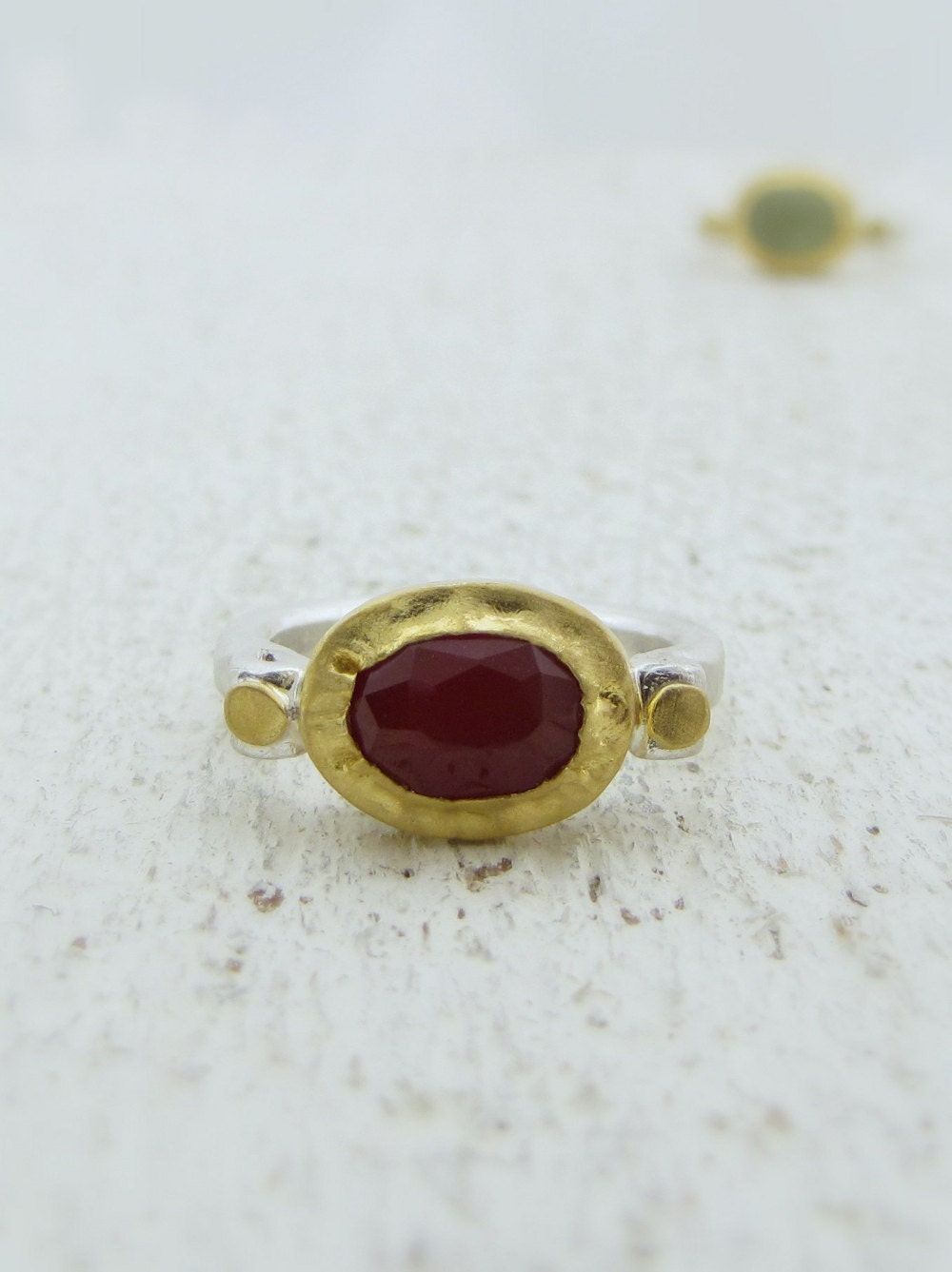 Carnelian Ring, 24k gold & Sterling silver ring