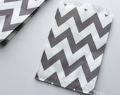 Chevron Favor Bags 20 Gray Grey Wedding Candy Buffet Baby Shower Paper Goods Favors Kids Birthday Party Carnival Popcorn w/ straw flags