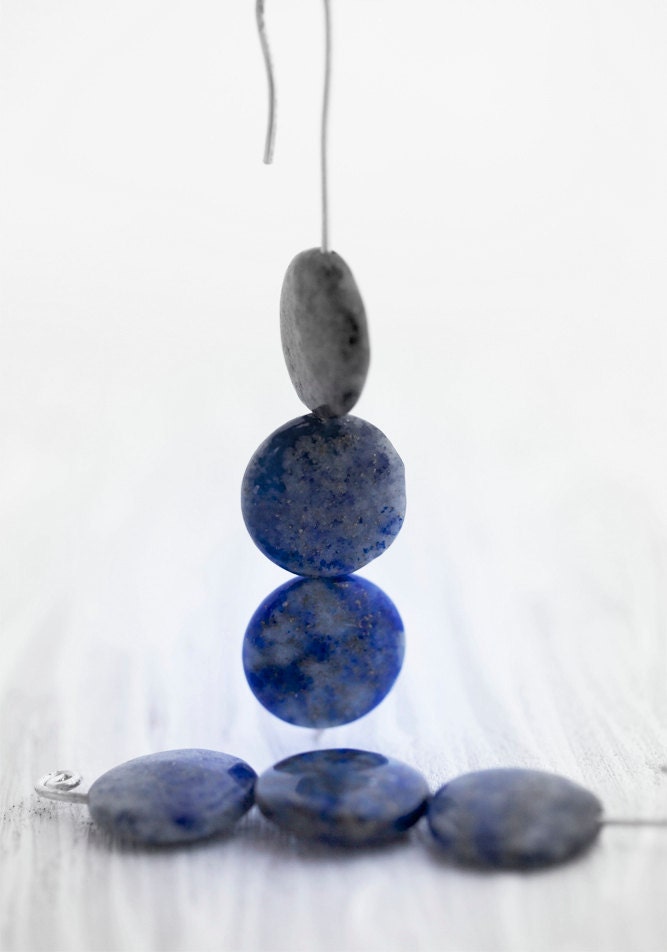 Blue Stone Earrings - Silver