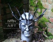 Silver Knight - one of a kind Handmade Leather Mask - silver and Black