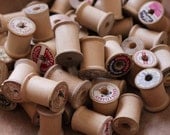 Vintage Wooden Spools, Rustic Salvage - Lot of 50 Empty Sewing Thread Spools