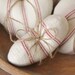Rustic Heart Ornaments - Red French Country Stripe Plush Hearts, Set of 3