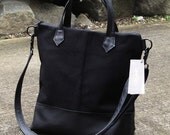 Medium Black Canvas and Leather Tote Bag utility bag