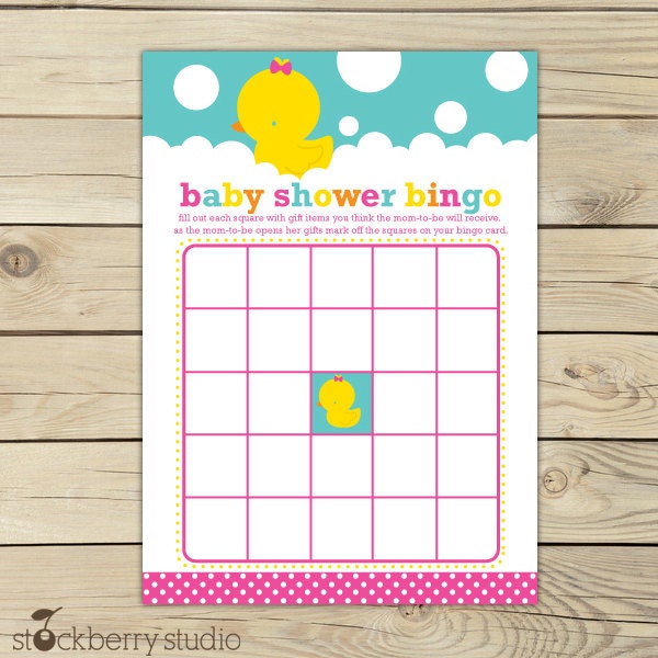 Girl Rubber Ducky Baby Shower Printable Bingo Game - Instant Download Il_570xn
