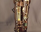 Steampunk leather bracer - Chronos -