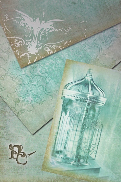 Shabby Aqua Backgrounds: For Scrapbooking, Journaling, Paper Goods and Digital Collaging