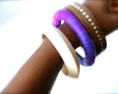 Purple Crocheted Yarn Wrapped Bracelet Ombre Bangle Purple Pink Blue - LaNomRahDesigns Purple Crocheted Yarn Wrapped Bracelet Ombre Bangle Purple Pink Blue - LaNomRahDesigns