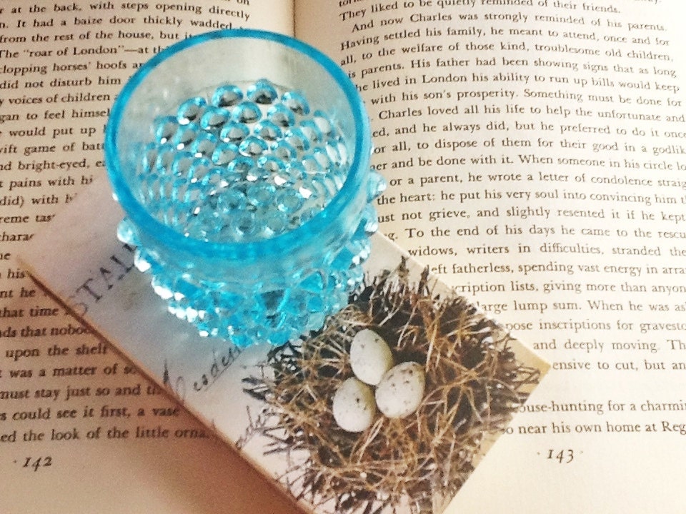 Petite Vase-Robins Egg Blue-Hobnail-Flowers-French Decor-Summer Home-Unique Gift-Voitive Candle Holder-Cottage Style-Pastels
