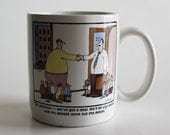 Collectible Vintage 1990 The Far Side Gary Larson "Ok, Johnson..." Comic Strip Ceramic Coffee Mug Cup