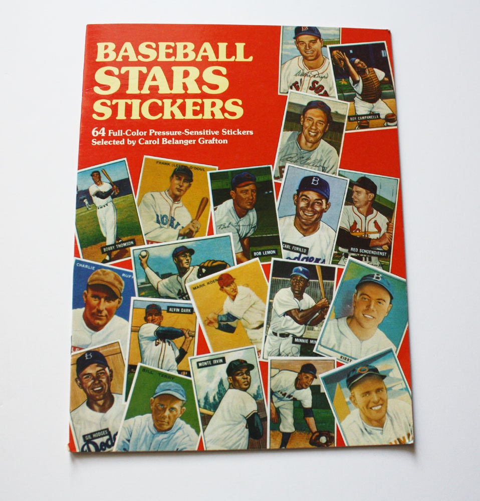 Vintage Collectible 1984 Baseball Stars Stickers Dover Publication Book - 64 Reproductions of 1930s -1950s Baseball Cards