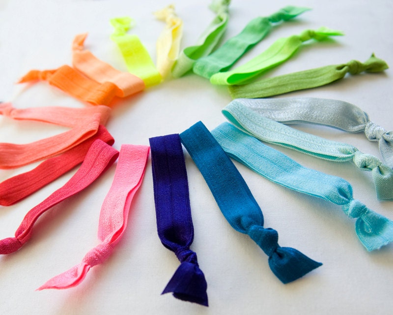 RUBIKS  :  YOU CHOOSE Set of Five Elastic Hair-Ties Buyer's Pick 5/8" Elastic