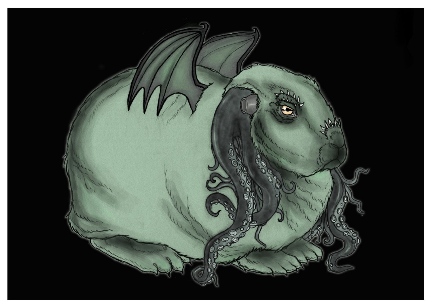 Bunthulhu tentacle rabbit cthulhu postcard print 5 x 7