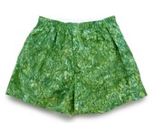 LARGE Cotton Boxer Shorts, Autumn Green, handmade batik (M/GR013)