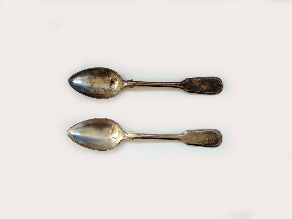 Rare Antique 1870 Alfenide Silver Plated Soup Spoons by monocerus