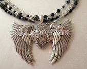 Winged Heart Beaded Necklace (Ready to Ship)