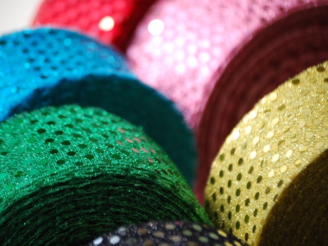 2 YDs x 2" Spangle Affixed Semi Transparent FLOWY Metalic Fabric Ribbon (7 Colors)