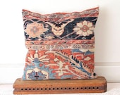 Oriental Carpet Pillow,Peach and Navy No. 1