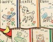 Vintage 1950s Animal Veggies Sayings Transfers Kitchen Embroidery Vogart 657