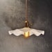 Vintage Industrial Hanging Light - Machine Age Minimalist Bare Bulb Pendant Lamp, Ruffle Opal Shade
