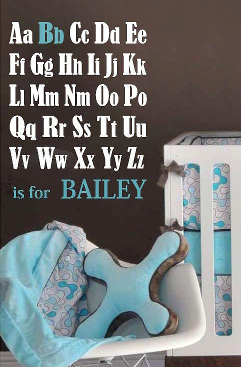 Alphabet Name BOY- childrens nursery  -  Vinyl Lettering wall words graphics  decals  Art Home decor itswritteninvinyl