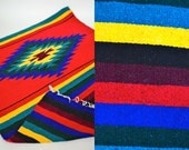 large GEOMETRIC starburst woven SOUTHWESTERN mexican blanket RUG, 83" x 49"