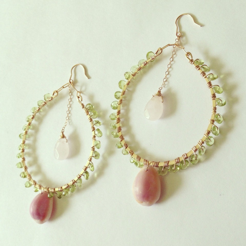 Hawaiian Purple Top Cowrie Hoops