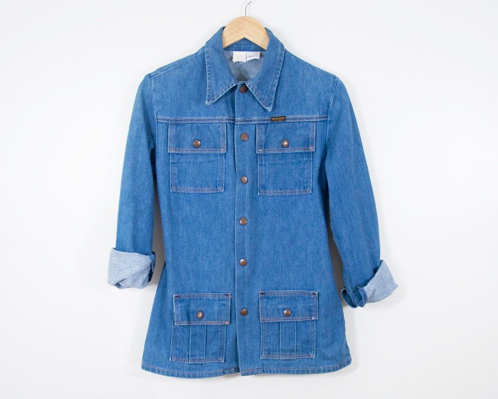 70s Vintage WRANGLER Denim Shirt Jacket (S, XS)