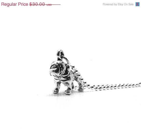 On Sale Bulldog Necklace, Sterling Silver