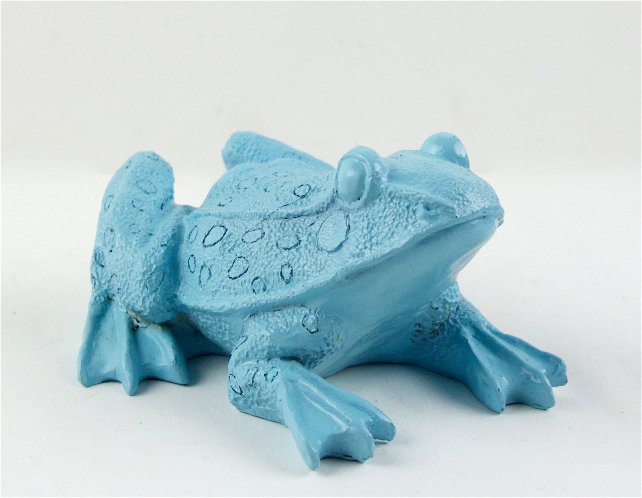 Frog Statue Painted Aqua - Funky Home Decor Figurine - Unique Toad