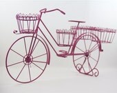 Hot Pink Bicycle Planter - Cottage Decor - Paris Apartment - Girls Room - Pink Bike