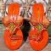EMBROIDERED LEATHER Wooden INDIA Sandals // Vintage Clothes by TatiTatiVintage on Etsy