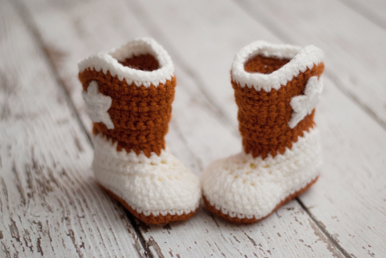Longhorn Baby Boots, Crochet Baby Booties, Cowboy Boots, Infant Sizes, Newborn to 12 Months, Made to Order