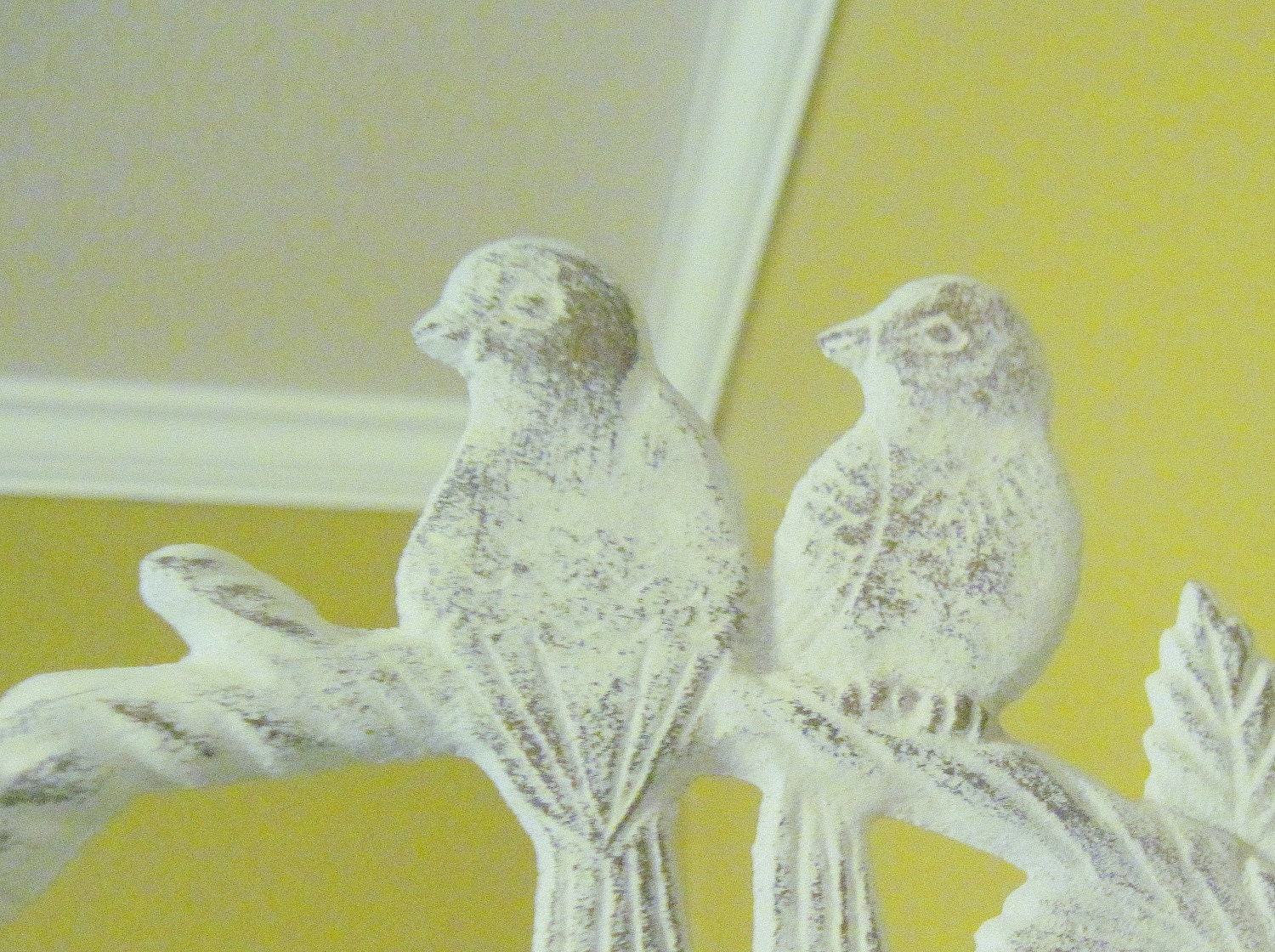 Bird Plant Hanger French Country Shabby White Cottage Decor Bird Hook Potting Shed Patio Porch