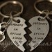 Custom Hand Stamped Best Friends Partners in Crime broken hearts KEY CHAINS Set of Two
