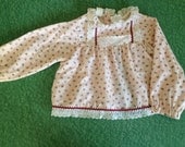 Pink floral blouse with ric rac and lace trim, size  4T
