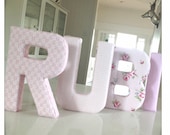Fabric Letter Wall Hanging - Personalised Name in Shabbychic floral pinks and gingham