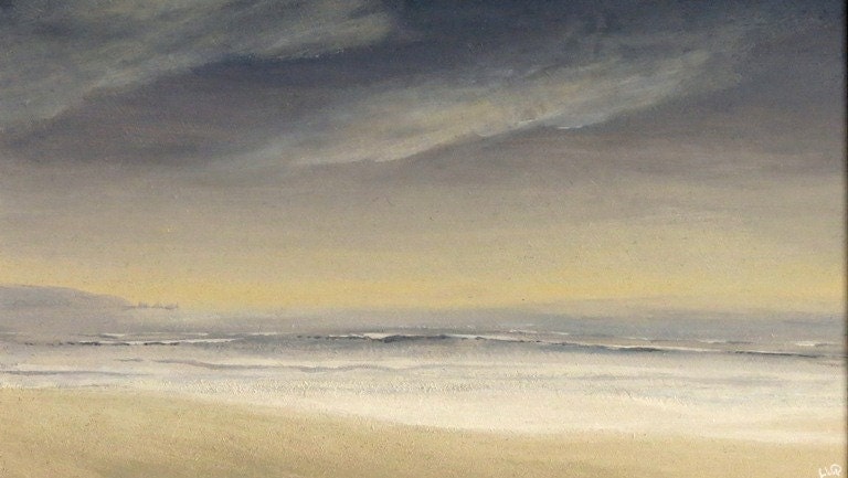 Sunset beach summer evening coast ocean waves original acrylic painting