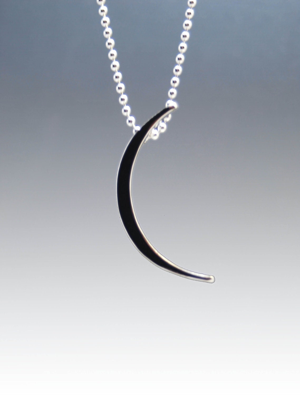 crescent moon pendant in sterling silver- hand forged silver moon necklace- artisan jewerly- made to order- Moon Winks - AnnealedHeart