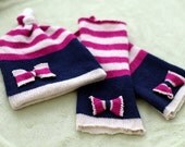 Upcycled Newborn Photo Prop Set - Reversible Legwarmers and Hat - Two looks in one set, baby shower gift, baby outfit, homecoming outfit