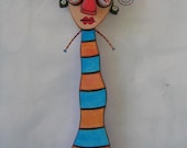 Long Tall Sally, Original Found Object Sculpture, Wood Carving, Wall Art, by Fig Jam Studio