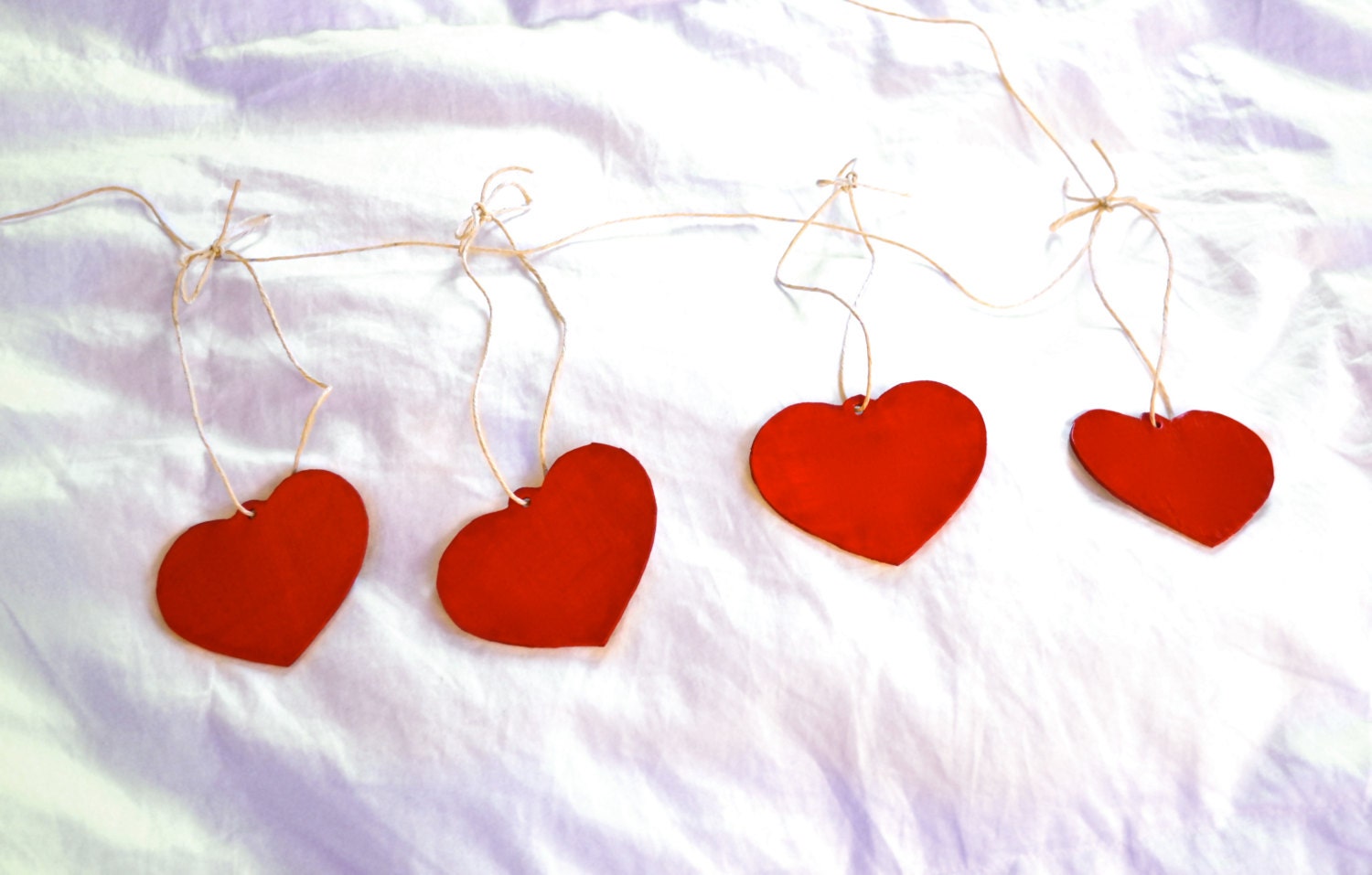 Bright Red Hearts Leather Garland