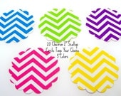 20 Chevron Scallop Circle Tags Favor Tags Scrapbooking Cupcake Topper 5 Colors