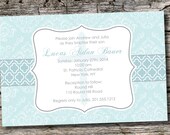 BAPTISM DAMASK Custom Baptism Invitation/Christening Invitation/Communion Invitation- You Print