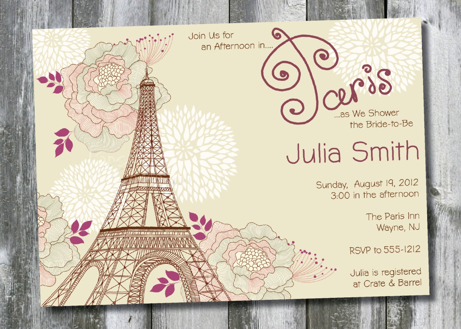 AFTERNOON IN PARIS Custom Baby Shower/Bridal Shower Invitation Digital Design - You Print Il_570xn