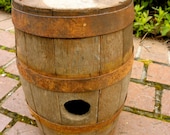 Antique Primitive Whiskey Keg Barrel // Oak Staves // 10" x 7 1/2"