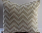 NEW - Khaki Tan and Cream Zig Zag Chevron 18" Pillow Cover